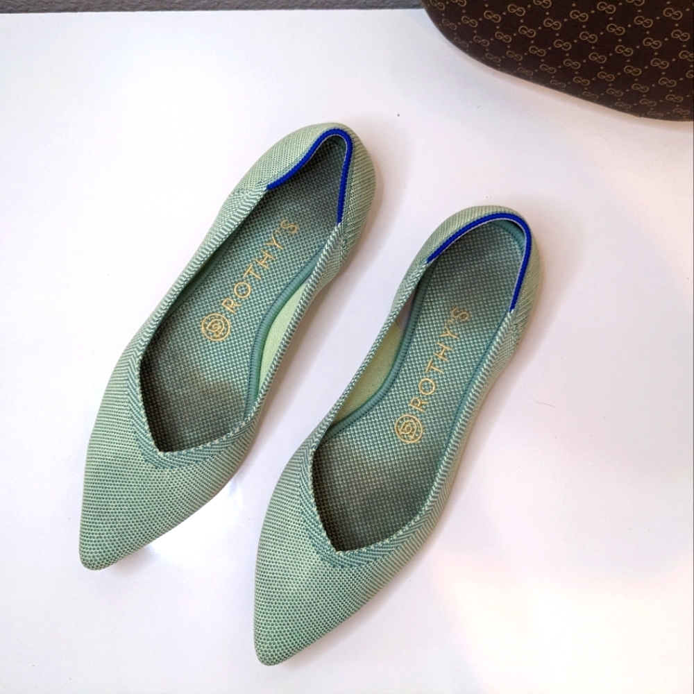 Rothy’s mint green pointed toe flats